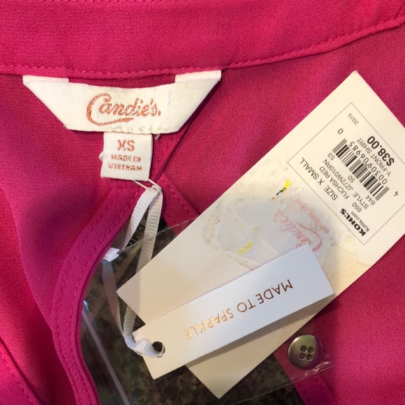 NWT Candies Magenta Tunic Keyhole Back Long Sleeve XS - Picture 3 of 5